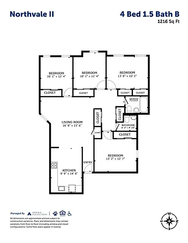 Floor plan 4 Bed 1.5 Bath B