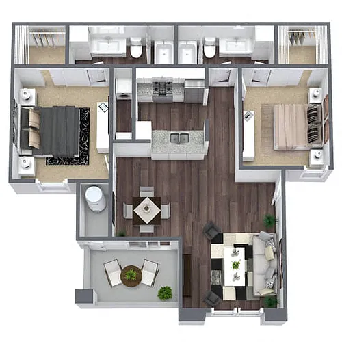 Floor plan B2: 2 Bed 2 Bath