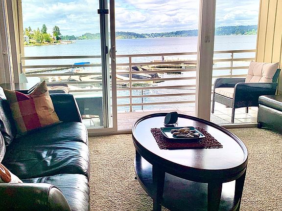 Living area with lake view
