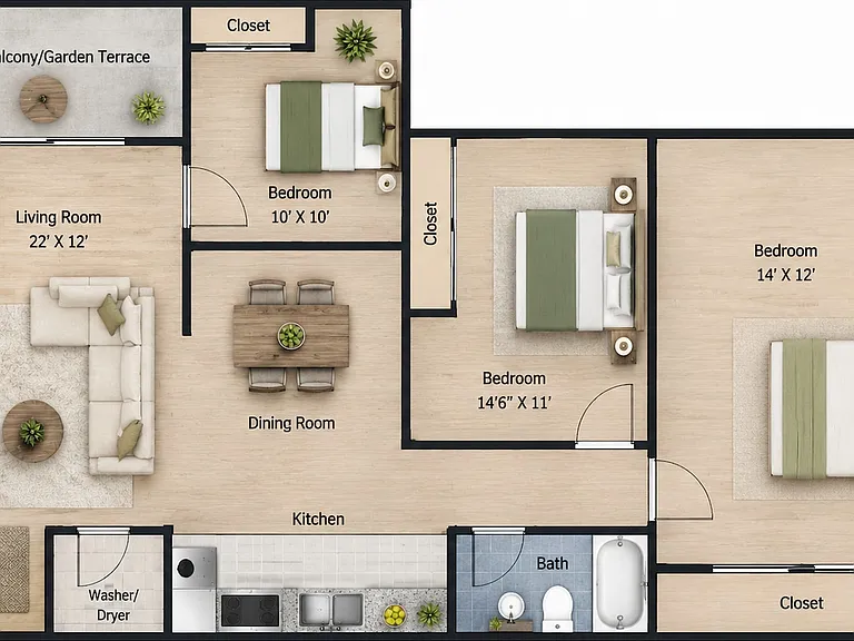 3 Bedroom 3 Bedroom