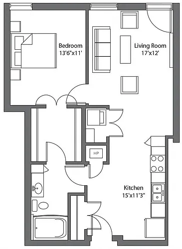 Floor plan Bottlehouse Loft 259