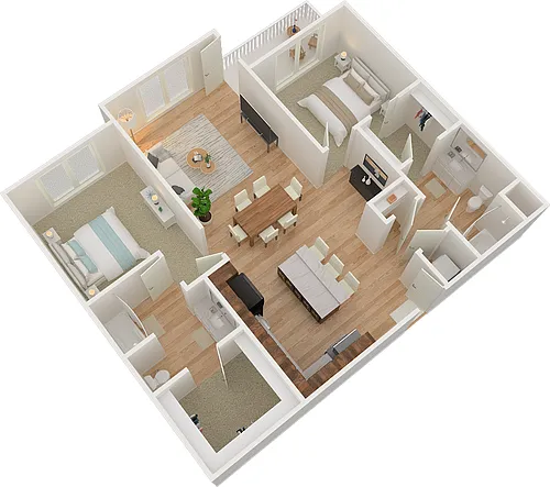 Floor plan 2 Bed 2 Bath A