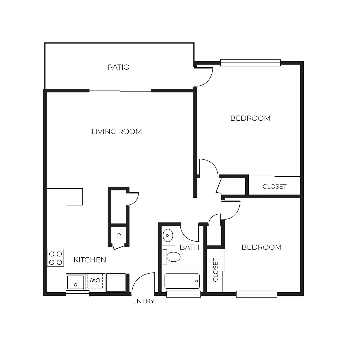 Floor plan 2 Bed 1 Bath