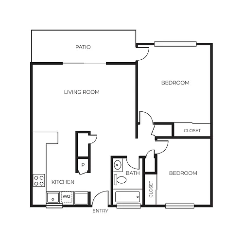Floor plan 2 Bed 1 Bath