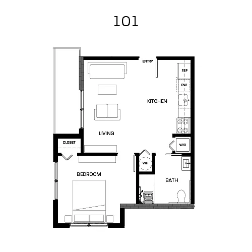 Floor plan Unit 101 - One Bedroom