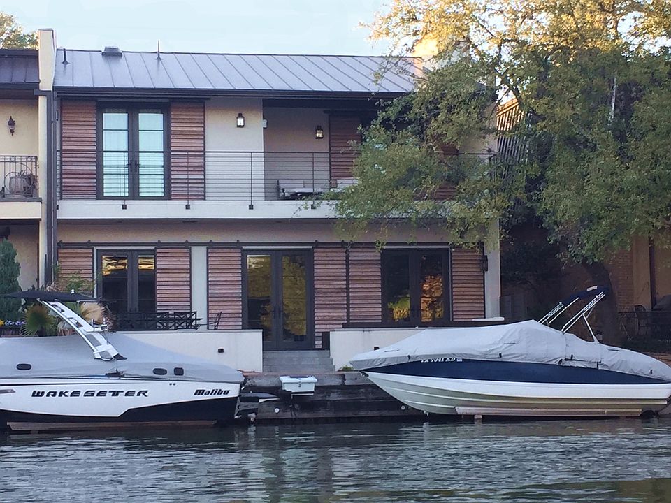 View from the lake (boat lift is on left)
