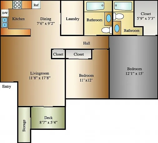 2 Bed 2 Bath, 1000 SQ. FT. 2 Bed 2 Bath, 1000 SQ. FT.