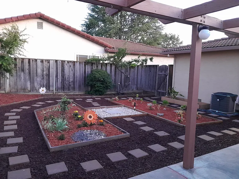 Backyard with patio and garden