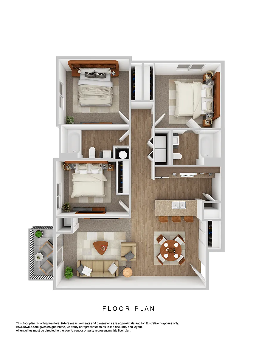 Floor plan Apartment 3 Bedroom 2 Bathroom