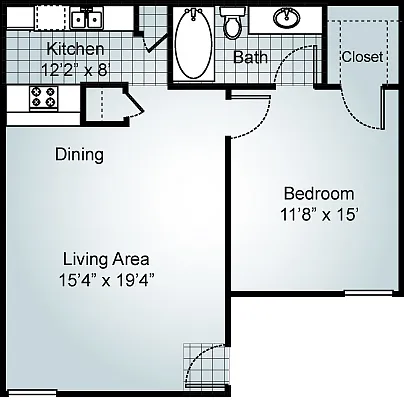 Floor plan 1 Bedroom 1 Bath