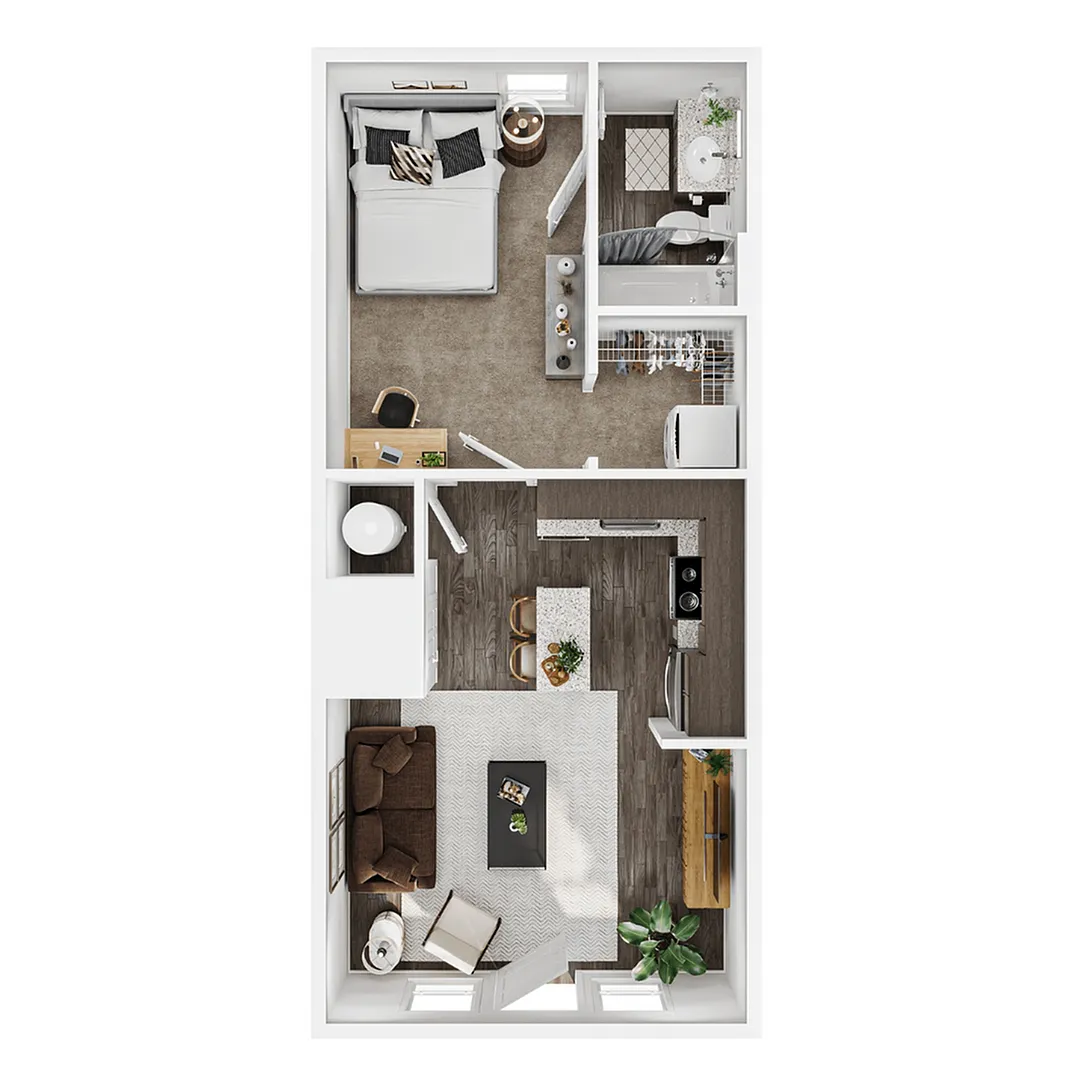 Floor plan 1BR/1BA - Alpine