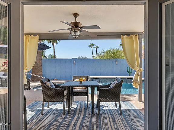 View through the French doors to the yard area