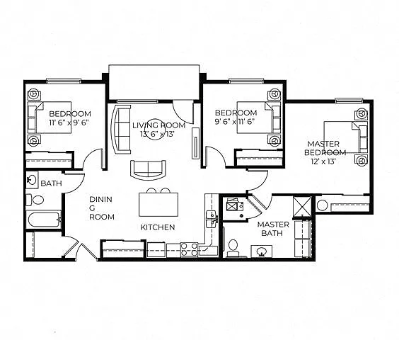 Floor plan C1 - 60 - Income Restricted