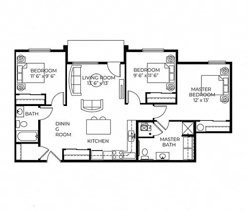 Floor plan C1 - 60 - Income Restricted