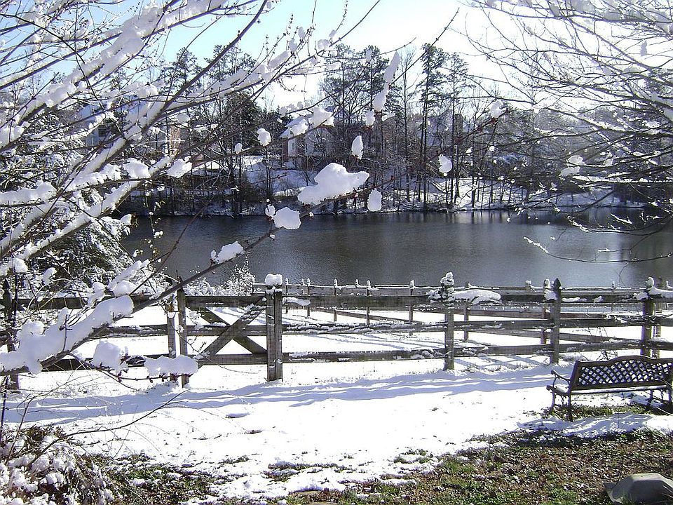 Lakeside with snow
