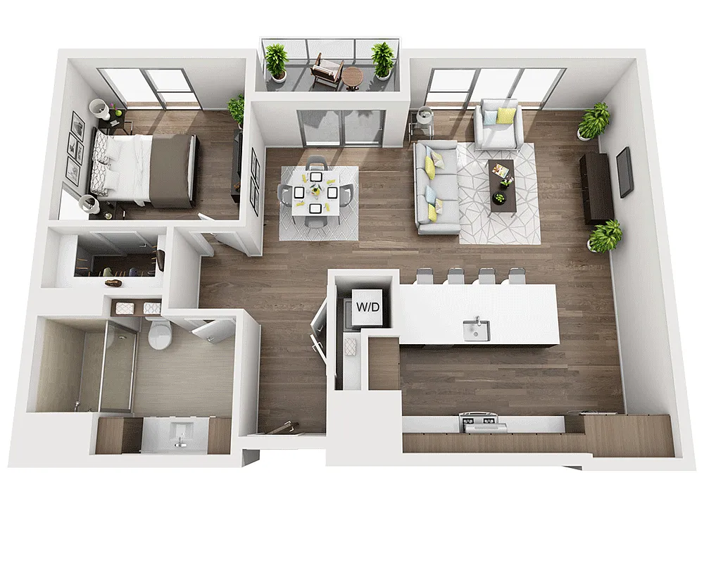 Floor plan One Bedroom A1E