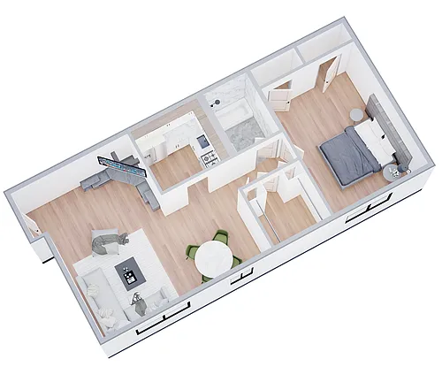 Floor plan 1BR Remodeled