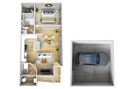 Floor plan A2 - One Bedroom, One Bathroom