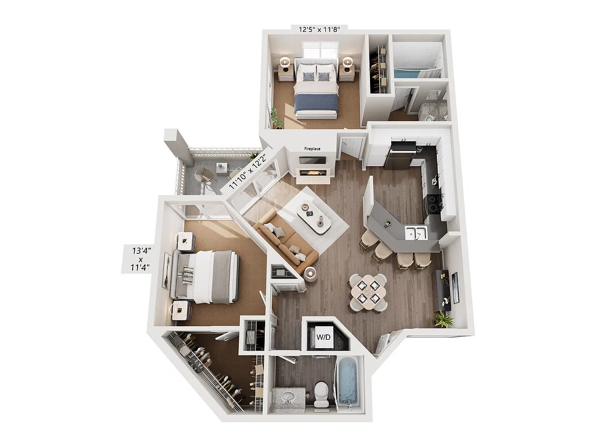 Floor plan 2 Bed, 2 Bath E
