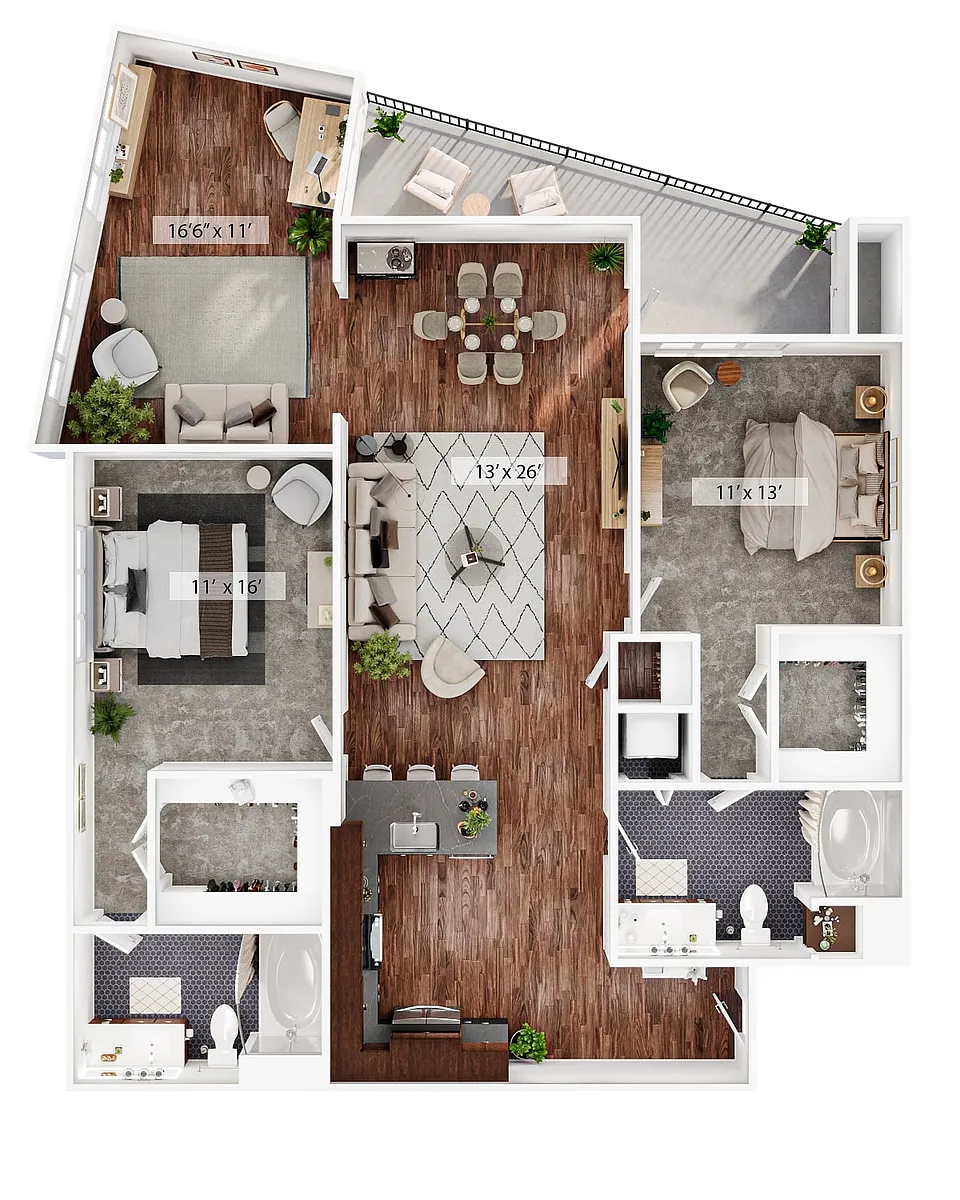 Floor plan B5 + Den