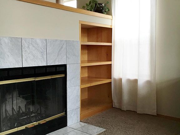 Tiled Fireplace w/built-ins