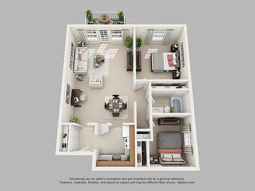 Floor plan One Bedroom + Den