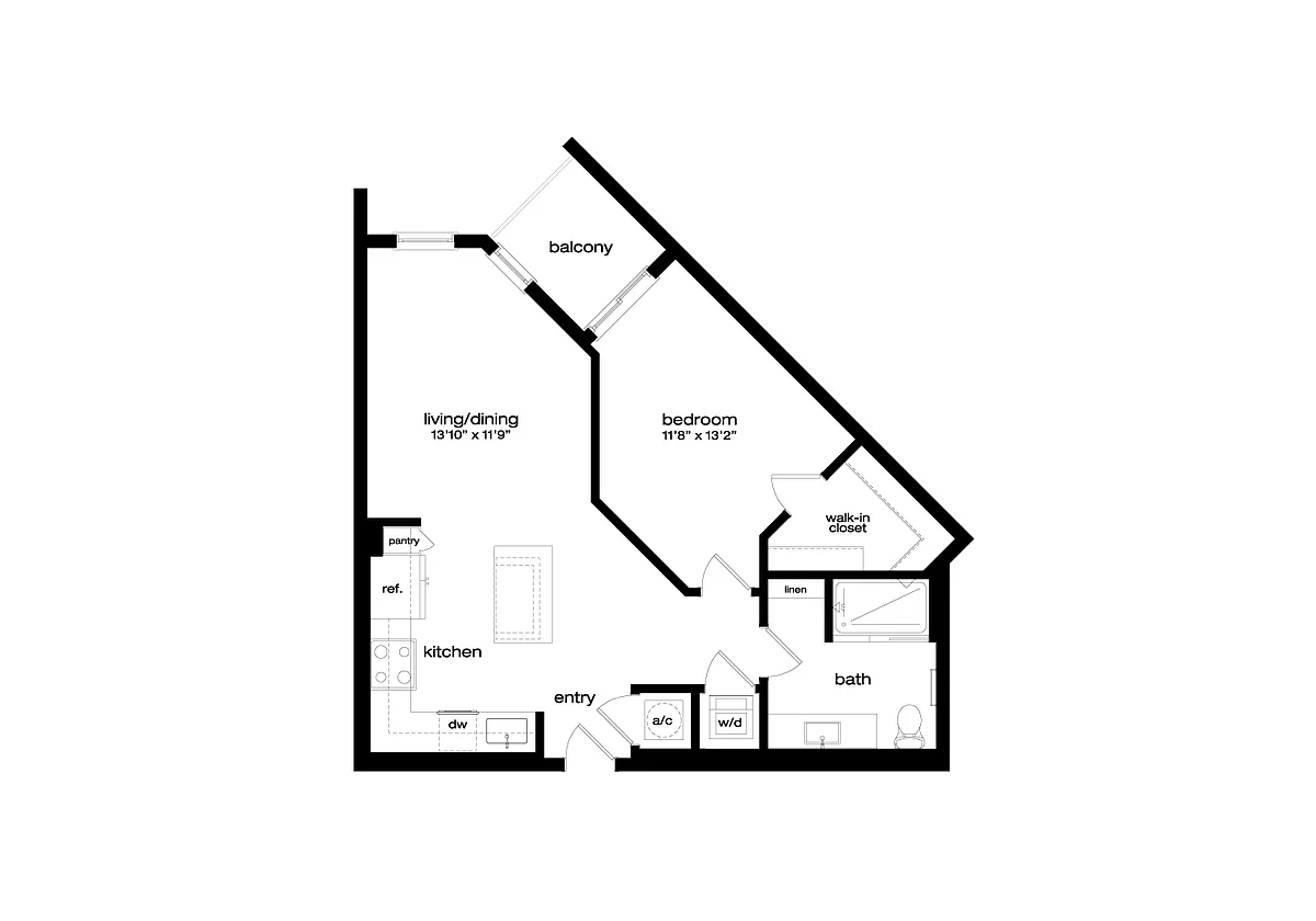 Floor plan 1 Bed/1 Bath-A2