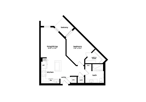 Floor plan 1 Bed/1 Bath-A2