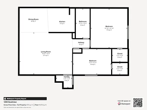 Floor plan 2 Bedroom 1 Bathroom