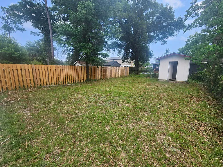 Fenced backyard