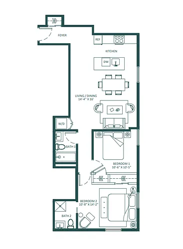 Floor plan 2-Bedroom