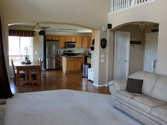 View from living room towards dining area/kitchen