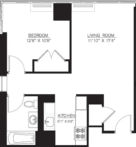 Floor plan 1 Bedroom A Line floors 42-50