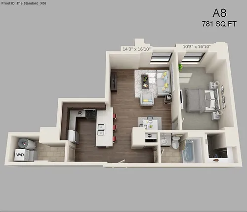 Floor plan One Bed/One Bath - 781