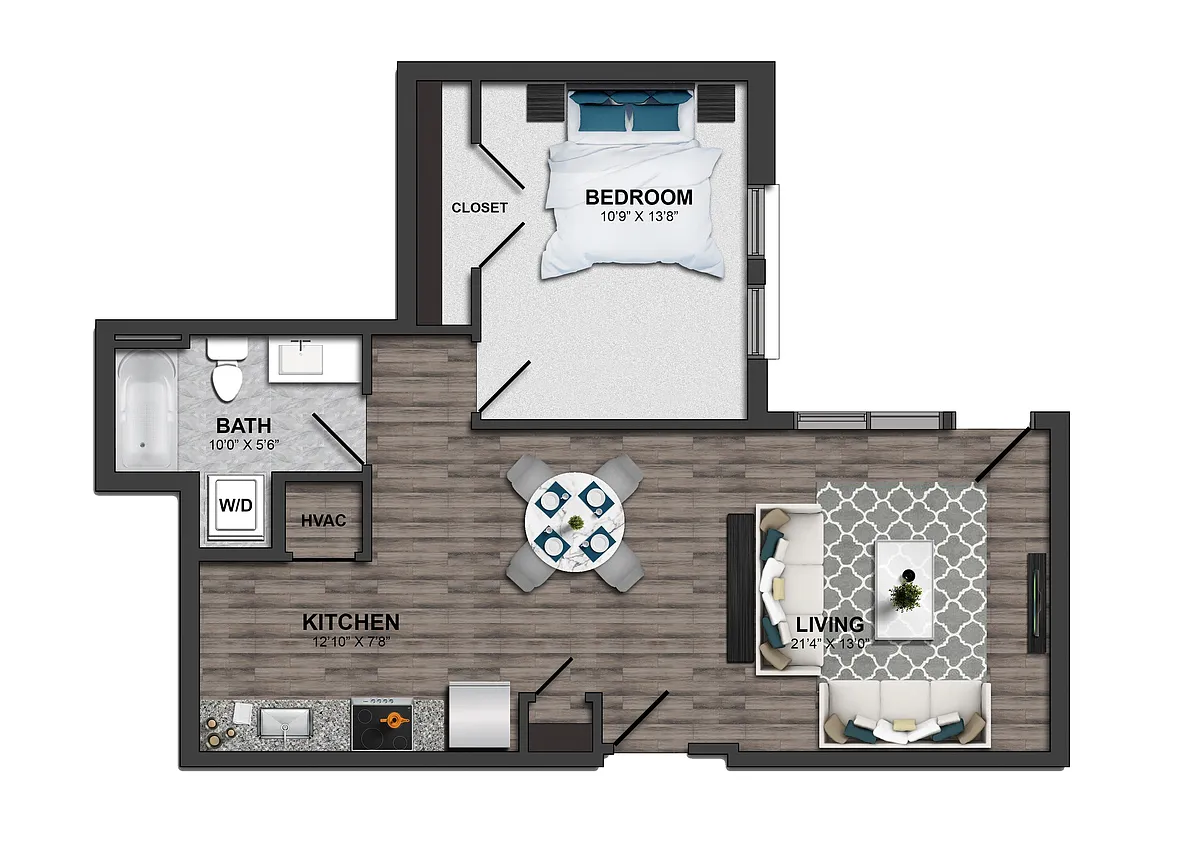 Floor plan 1 Bed/1 Bath 60%-1H-1 (m254aa22)