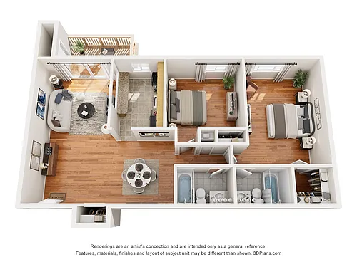 Floor plan 2 Bedroom Deluxe 2 Bath