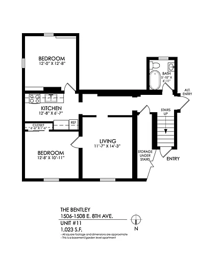 Floor plan 2 Bedroom, 1 Bath