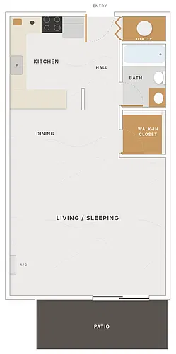 Floor plan Studio, 1 Bathroom