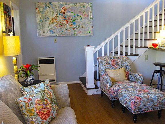 Stairway to the large second bedroom and bath upstairs