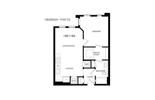 Floor plan Periwinkle - 1 Bedroom