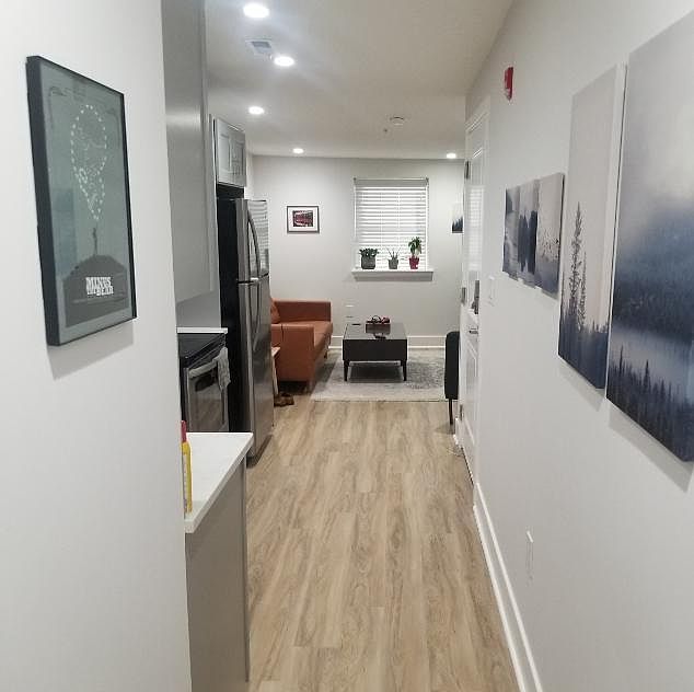 Hallway from bedroom to living room.