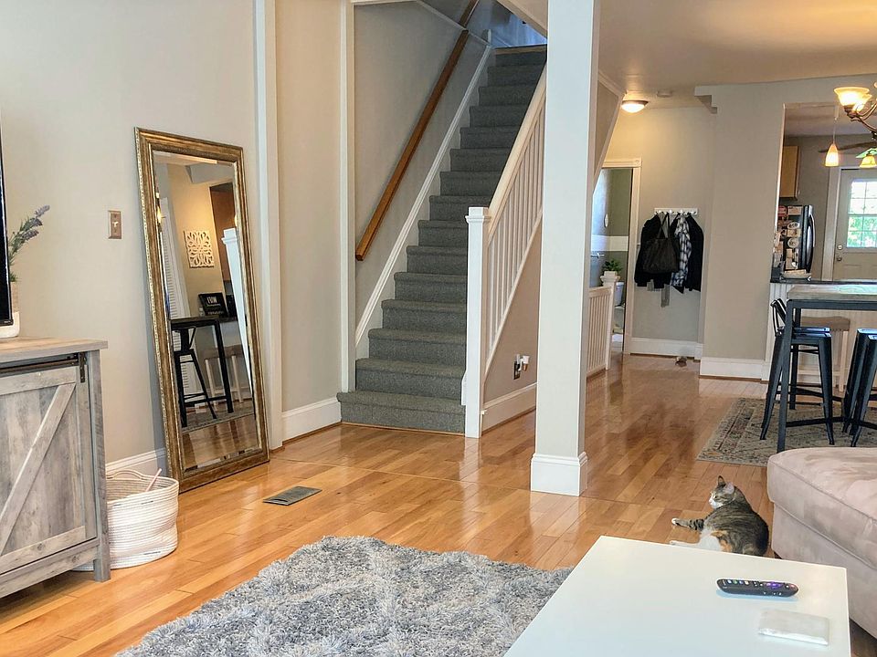Open from living room to dining room and kitchen