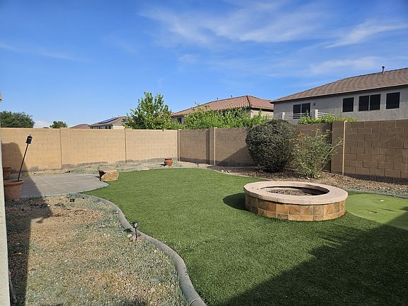 Backyard with firepit
