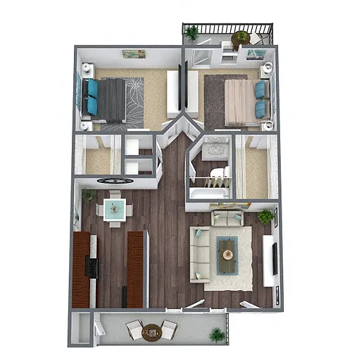 Floor plan B1: 2 Bed 1 Bath