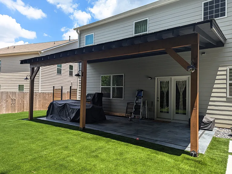 Backyard Covered 24x12 Tiled Patio