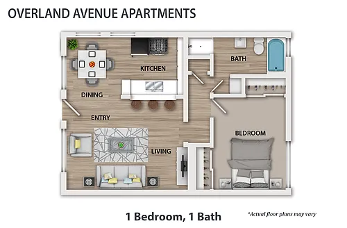 Floor plan 1 Bedroom, 1 Bath