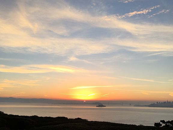 View from the living room, dining room and kitchen