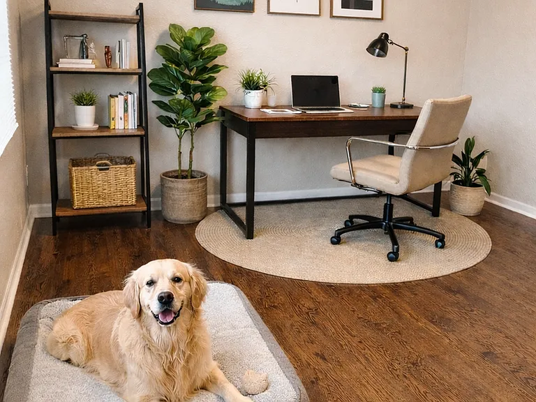 Second bedroom featuring ample space and natural light_great for a home office or extra bedroom in select two-bedroom homes.