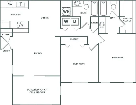 Oxford Classic | 2 bed 2 bath | 1290 sq ft Oxford Classic | 2 bed 2 bath | 1290 sq ft