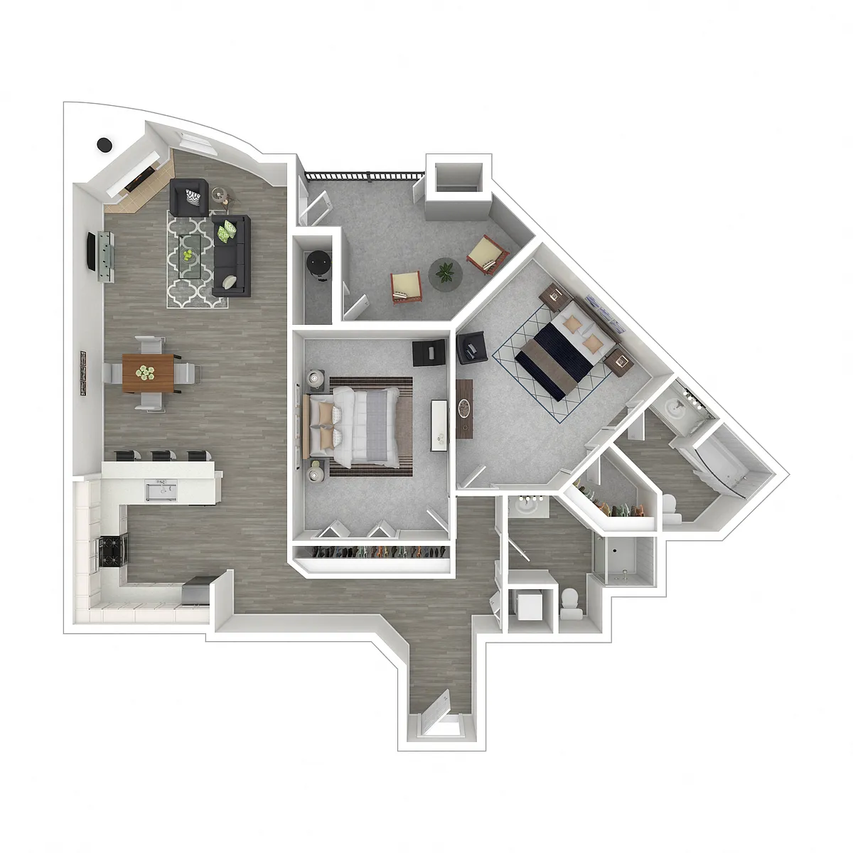 Floor plan 2 Bed, 2 Bath E